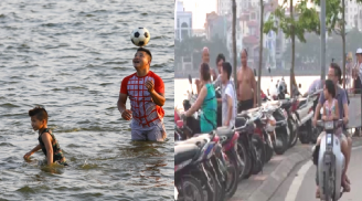 Nguy hiểm rình rập những người dân 'giải nhiệt' tại Hồ Tây