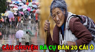 Chỉ nói với khách 2 câu, bà cụ đã bán được 20 cái ô chỉ trong vòng vài phút