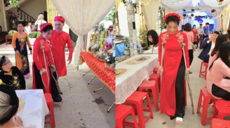 Cô dâu xinh đẹp nhưng lại chống nạng đi ngay trong ngày cưới khiến dân mạng vừa thương vừa buồn cười