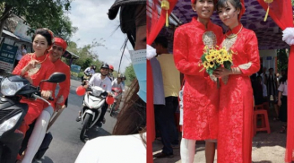 Chú rể mặc quần short được vợ đi 'rước' trong ngày cưới nhưng đôi chân mới gây chú ý