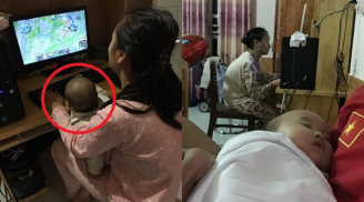 Bế con nhỏ nhưng người mẹ trẻ lại làm điều này trước màn hình máy tính khiến dân mạng phẫn nộ