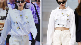 Jennie Black Pink cậy có eo thon, dáng chuẩn chuyên vén áo thành crop top vừa sành điệu lại sexy