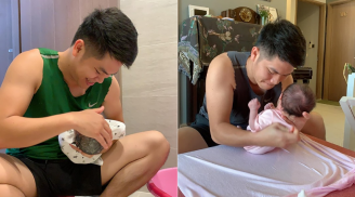 Lê Phương phải ''phát hờn'' khi nhìn ông xã chăm chút cho tiểu công chúa mới sinh, quên cả vợ