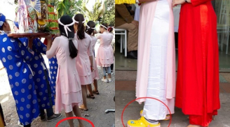 Mặc áo dài bê tráp đám hỏi nhưng cô gái lại đi chân đất khiến dân mạng tức thay cô dâu, chú rể