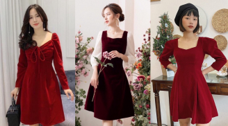 Váy nhung đỏ vừa đẹp vừa sang lại phù hợp với mọi dáng người để diện Tết 2020