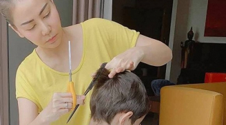 Thu Minh trổ tài cắt tóc cho con mùa dịch và cái kết khiến dân mạng bật cười nghiêng ngả
