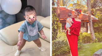 Lan Khuê tự hào khoe quý tử mới 8 tháng tuổi đã biết đứng vững mà không cần có sự hỗ trợ của mẹ