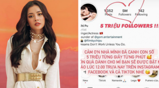 Vừa mới ăn mừng, Chi Pu đã bị tố 'hack follow' lộ liễu trên Instagram để đạt 5 triệu theo dõi