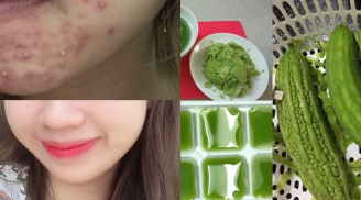 Lấy nước ép mướp đắng đông đá thoa lên vùng da bị mụn nặng, cô gái trẻ giật mình với kết quả không ngờ