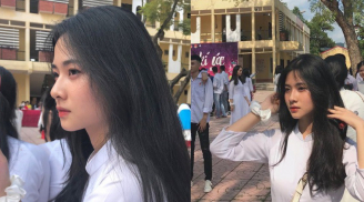 Ảnh chụp góc nghiêng đẹp không tì vết, 'nhìn là yêu' của nữ sinh áo dài trắng đến từ Bắc Giang
