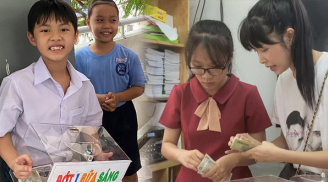 Con trai Đăng Khôi “tuổi trẻ tài cao” tự làm thùng quyên góp, vận động hơn 100 triệu cứu trợ đồng bào miền Trung