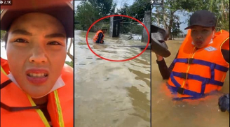 Thuyền chở Kỳ Duyên và Minh Triệu bị lật khi đang đi cứu trợ khiến fan lo lắng