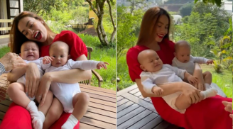Hai nhóc tỳ nhà Hà Hồ 'bất đắc dĩ' phải chụp ảnh với mẹ: chị thì ngơ ngác, em thì phản đối kịch liệt