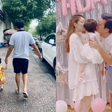 Nhã Phương khoe con gái gần 2 tuổi được ba Trường Giang dắt tay đi học cực đáng yêu