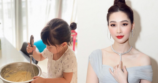 Ái nữ nhà Đặng Thu Thảo mới 3 tuổi đã tự mình vào bếp nướng bánh cho mẹ - Vimarsana News
